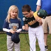 Laney Moreel and Nate Ober reciting the Little League Players' Pledge