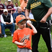 Theodore Miller, throwing out the first pitch for the T-Ball teams