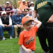 Theodore Miller, throwing out the first pitch for the T-Ball teams