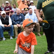 Theodore Miller, throwing out the first pitch for the T-Ball teams