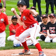 Stephen Rimkus, throwing out the first pitch for the Minors teams